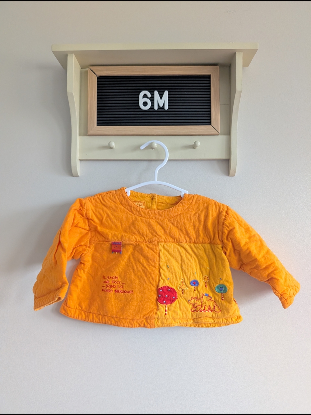 Orange Baby Quilted Long-Sleeve Top